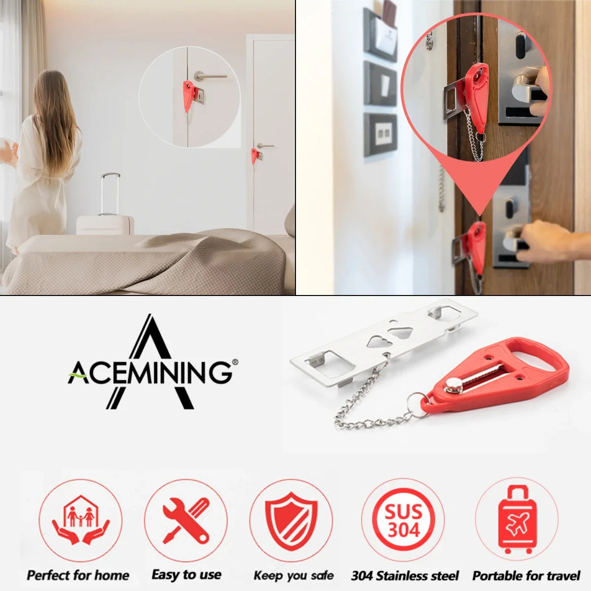 How does a portable door lock travel lock work?