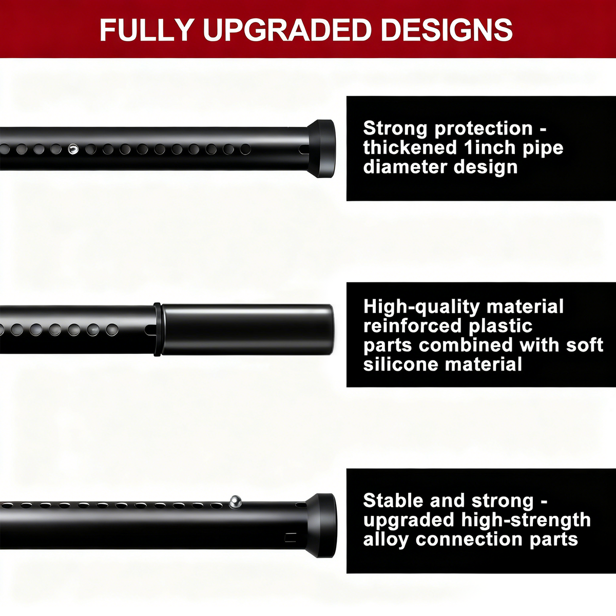 AceMining Sliding Door Security Bar - Black - Construction Details