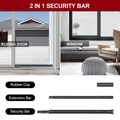AceMining Sliding Door Security Bar - Black - Sliding Door and Window Uses / Included Parts