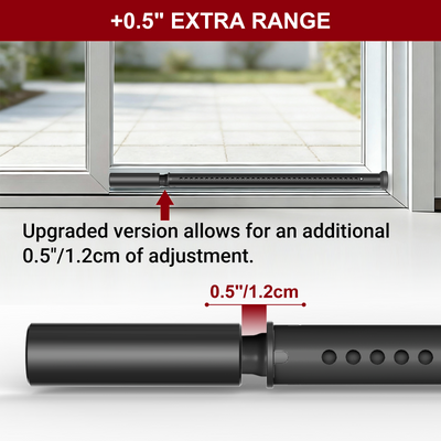 AceMining Sliding Door Security Bar - Black - Extra 0.5-inch Adjustment