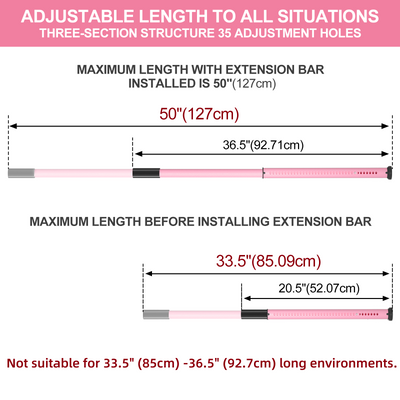 AceMining Sliding Door Security Bar - Pink - Adjustable Dimensions and Fit Exclusion