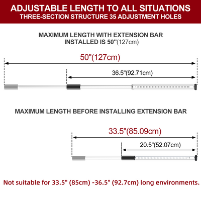 AceMining Sliding Door Security Bar - White - Adjustable Dimensions and Fit Exclusion