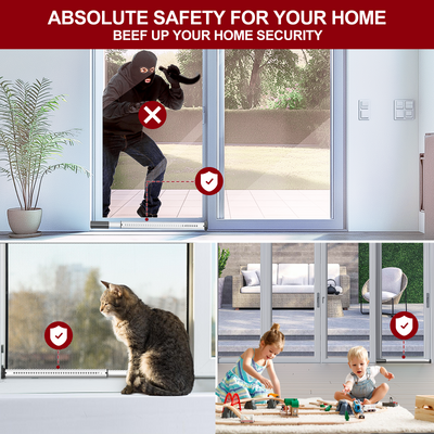 AceMining Sliding Door Security Bar - White - Home Security Use Scenes